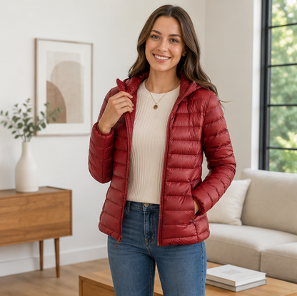 Women’s Ultra Lightweight Packable Puffer Jacket – Hooded Plus Size Down Coat for Spring, Autumn Travel and Everyday Warmth