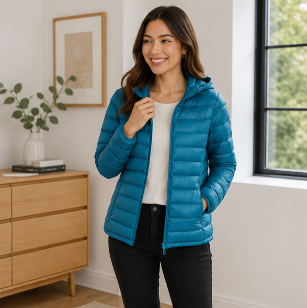 Women’s Ultra Lightweight Packable Puffer Jacket – Hooded Plus Size Down Coat for Spring, Autumn Travel and Everyday Warmth