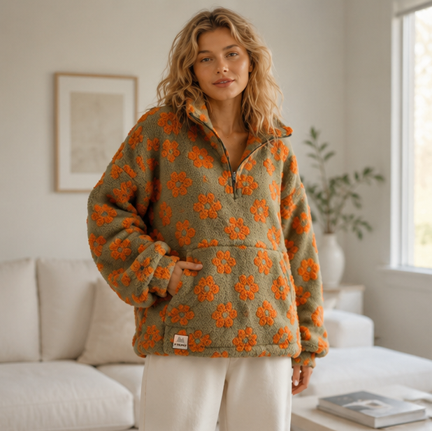 Womens Faux Lambskin Jacket-Printed Zip Up Coat with Plush Warmth for Spring Autumn and Casual Fashion