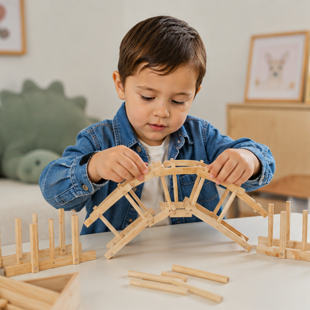Wooden Bridge Building Block Kit – DIY Science Construction Model for Kids STEM Learning, Creative Assembly and Educational Play