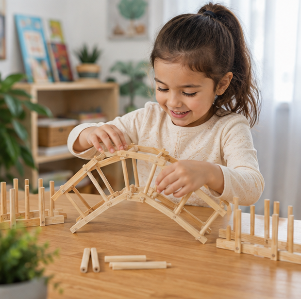 Wooden Bridge Building Block Kit – DIY Science Construction Model for Kids STEM Learning, Creative Assembly and Educational Play