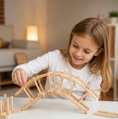 Wooden Bridge Building Block Kit – DIY Science Construction Model for Kids STEM Learning, Creative Assembly and Educational Play
