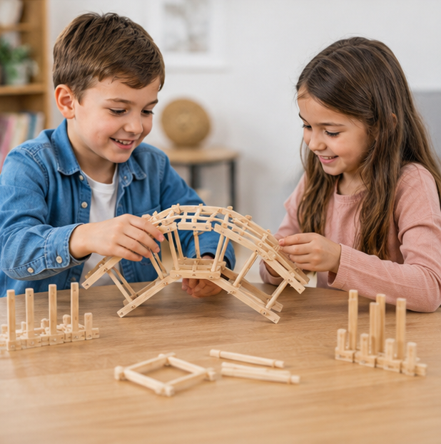 Wooden Bridge Building Block Kit – DIY Science Construction Model for Kids STEM Learning, Creative Assembly and Educational Play