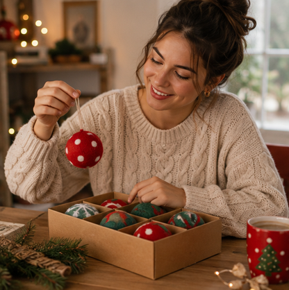 Wool Felt Christmas Ornament Set – Snowflake and Snowman Tree Decorations for Holiday Crafts, Gifts and Festive Home Decor