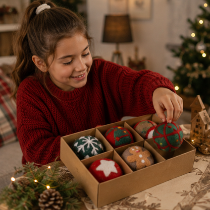 Wool Felt Christmas Ornament Set – Snowflake and Snowman Tree Decorations for Holiday Crafts, Gifts and Festive Home Decor