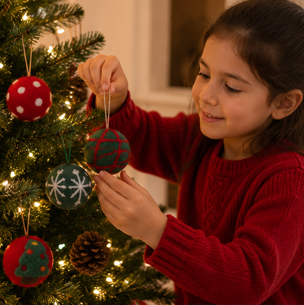 Wool Felt Christmas Ornament Set – Snowflake and Snowman Tree Decorations for Holiday Crafts, Gifts and Festive Home Decor