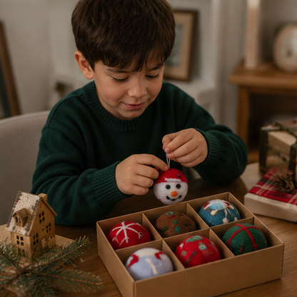 Wool Felt Christmas Ornament Set – Snowflake and Snowman Tree Decorations for Holiday Crafts, Gifts and Festive Home Decor