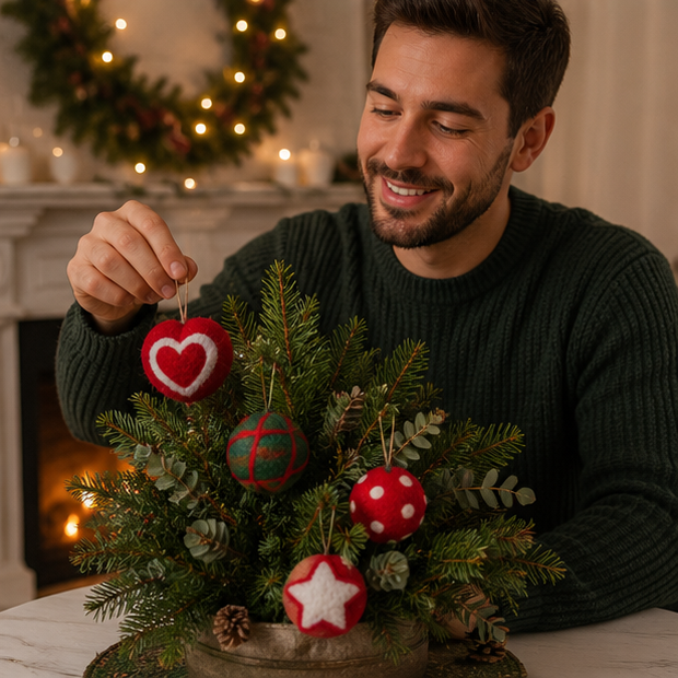 Wool Felt Christmas Ornament Set – Snowflake and Snowman Tree Decorations for Holiday Crafts, Gifts and Festive Home Decor