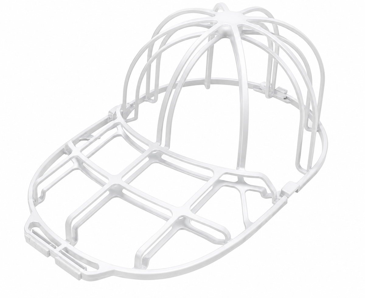 Baseball Cap Washer Cage - Rigid Hat Frame plus Mesh Wash Bag, Holds a Cap's Shape in the Washing Machine or Dishwasher