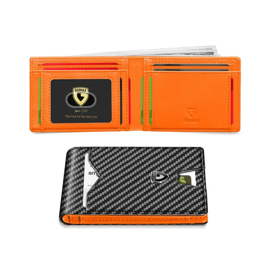 Rfid Blocking Leather & Carbon Fiber Credit Card Holder