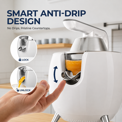 Electric Stainless Steel Citrus Juicer – Powerful 850W Orange & Lemon Juicer with 2 Cones, BPA-Free Parts and Easy-Clean Design for Home Kitchens