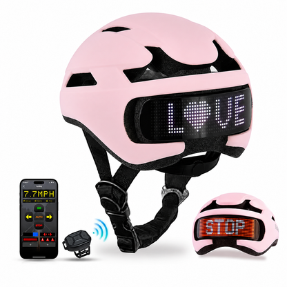 Smart LED Bike Helmet – Road and MTB Cycling Helmet with Programmable LED Display, Rear Taillight, APP Control and Rechargeable Safety Lighting