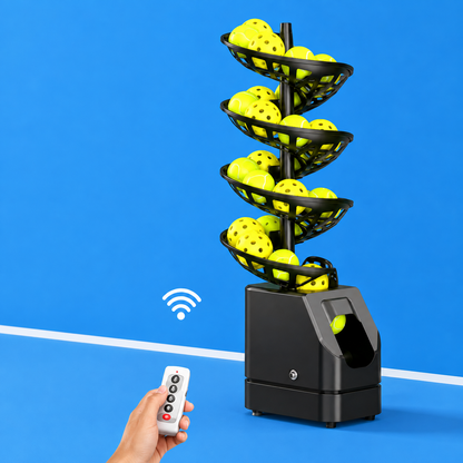 Automatic Tennis Ball Machine – Remote-Control Ball Feeder with Catch Net for Solo Tennis Practice, Adjustable Training Sessions and Skill Development