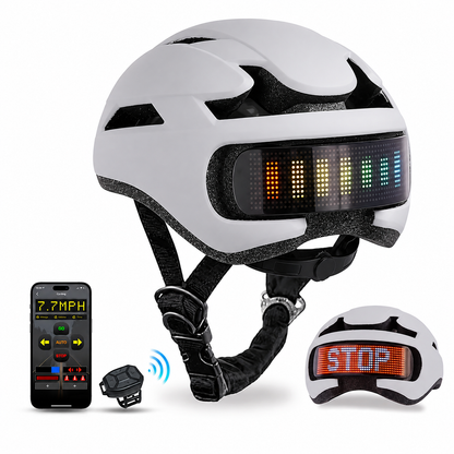 Smart LED Bike Helmet – Road and MTB Cycling Helmet with Programmable LED Display, Rear Taillight, APP Control and Rechargeable Safety Lighting
