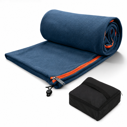 Fleece Sleeping Bag Liner – Soft Breathable Polar Fleece Travel Sleeping Sack with Drawcord Collar, Dual Zippers for Camping, Hiking and Backpacking