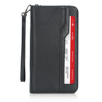 Family Leather Passport Wallet RFID Blocking Holder for 6 Passports
