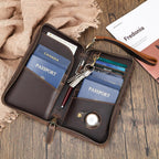 Family Leather Passport Wallet RFID Blocking Holder for 6 Passports