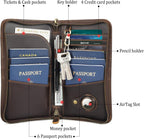 Family Leather Passport Wallet RFID Blocking Holder for 6 Passports