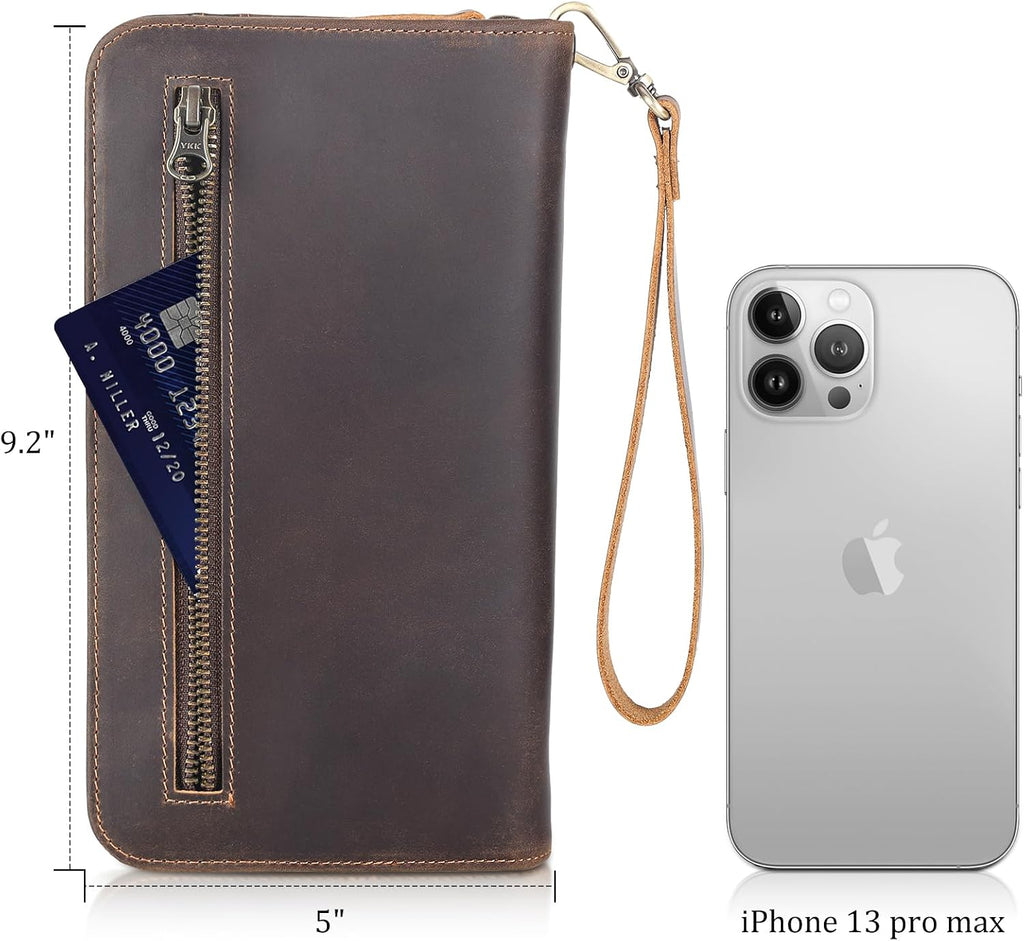 Family Leather Passport Wallet RFID Blocking Holder for 6 Passports