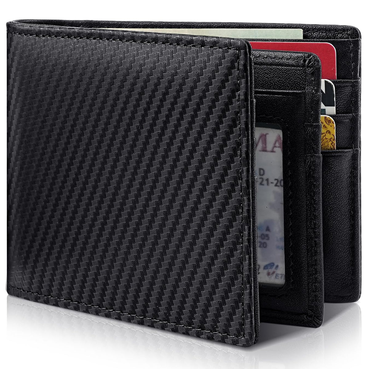 Genuine Leather Men’s RFID Blocking Bifold Wallet with 13 Card Slots