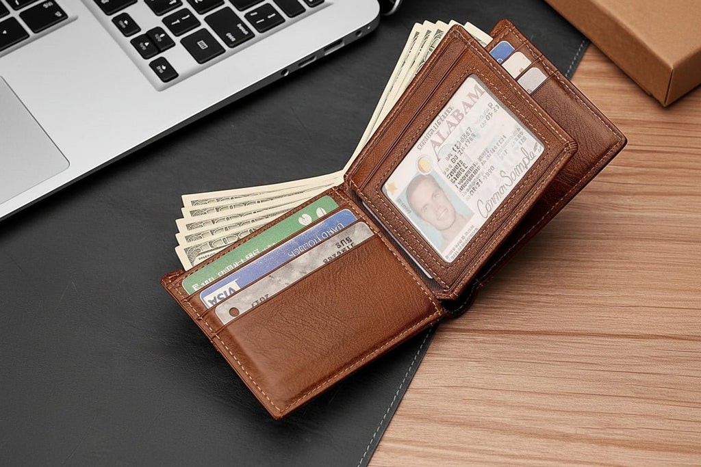 Genuine Leather Men’s RFID Blocking Bifold Wallet with 13 Card Slots