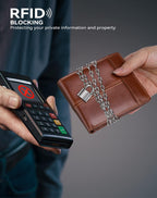 Genuine Leather RFID Blocking Wallet for Men 15 Card Bifold Zipper