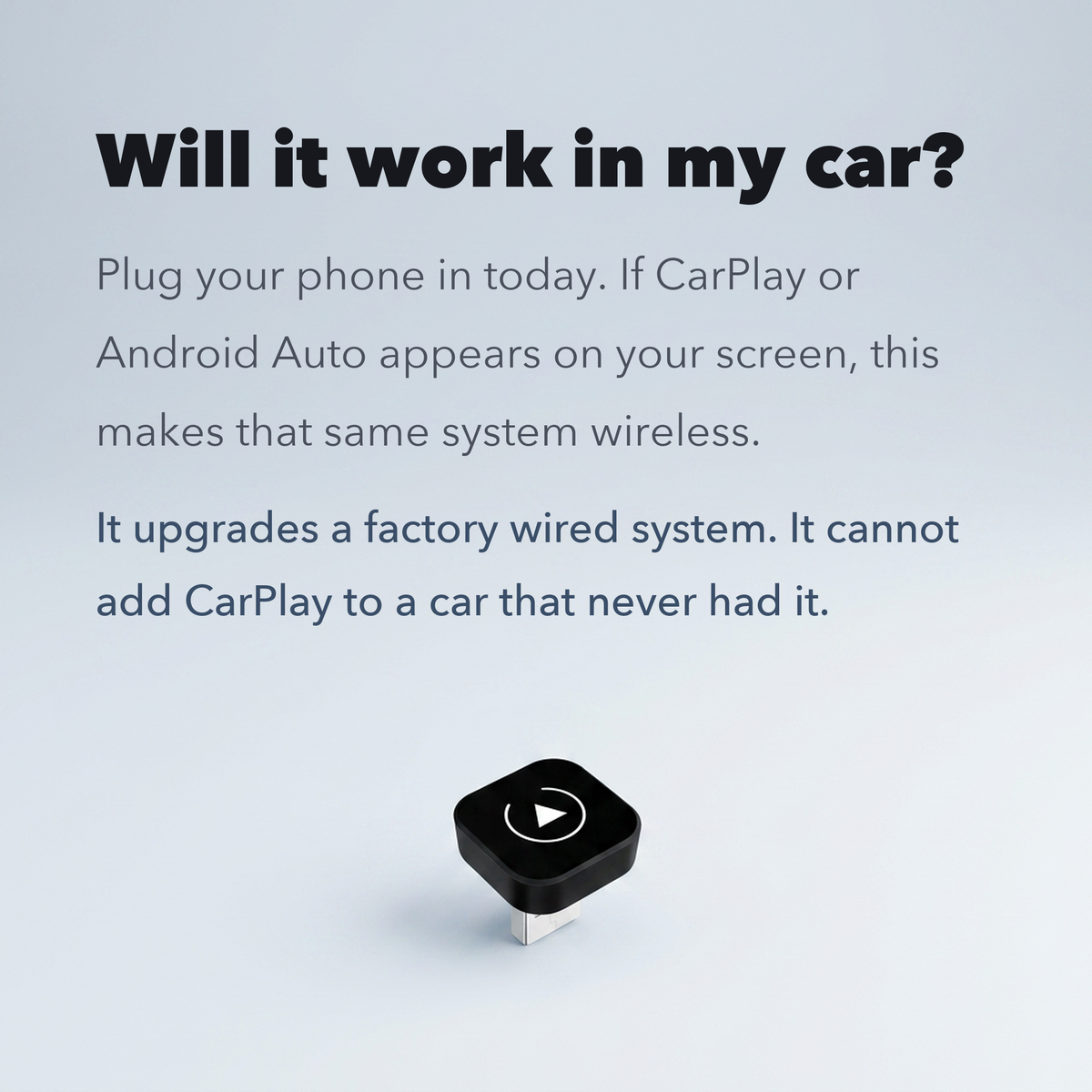 Wireless CarPlay & Android Auto Adapter – 2-in-1 Dongle That Turns Factory Wired CarPlay Into Wireless