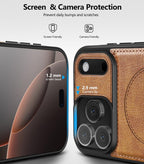 iPhone 17 Pro Max Leather Case with MagSafe Magnetic Kickstand