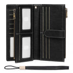 Large Leather Wallet for Women RFID Blocking Trifold Wristlet