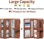 Large Leather Wallet for Women RFID Blocking Trifold Wristlet