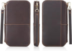 Leather Family Passport Wallet with AirTag Holder RFID Blocking