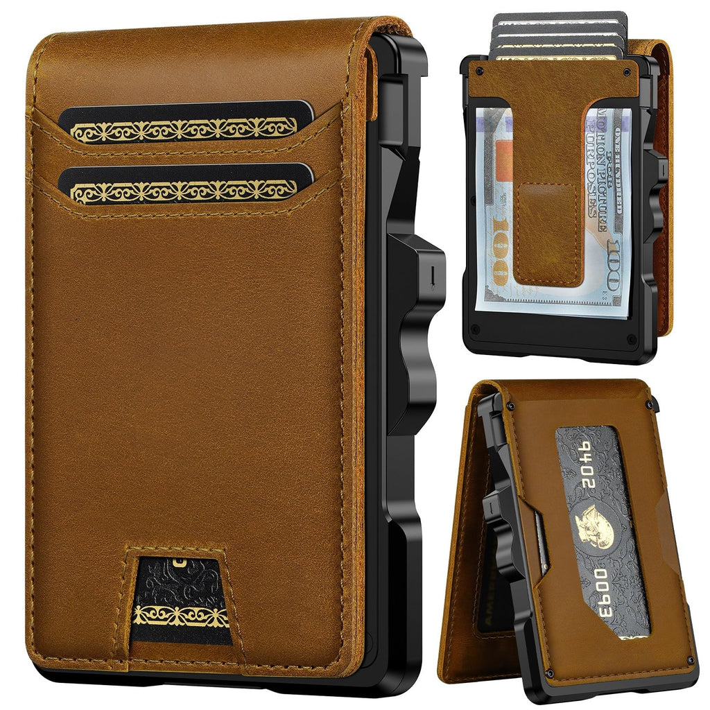 Men’s Slim RFID Leather Wallet with Pop-Up Card Holder