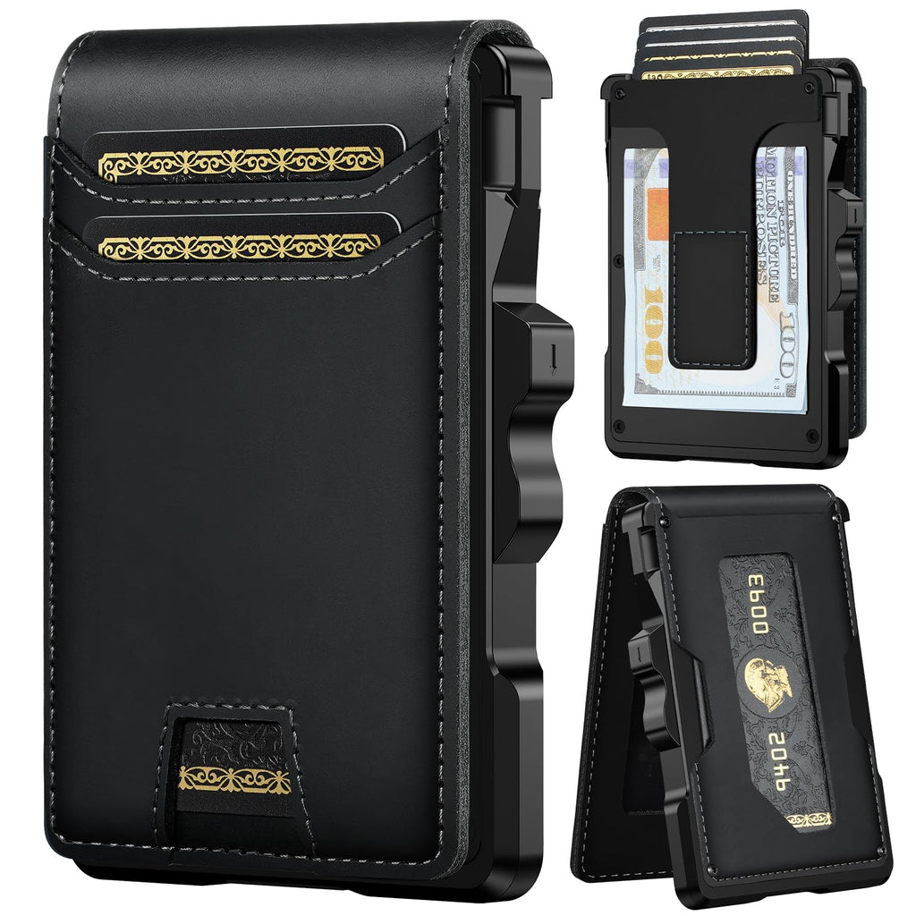 Men’s Slim RFID Leather Wallet with Pop-Up Card Holder