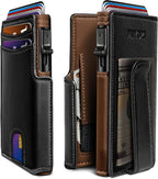 RFID Slim Wallet for Men with Pop-Up Card Holder & Coin Slot