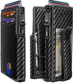 RFID Slim Wallet for Men with Pop-Up Card Holder & Coin Slot