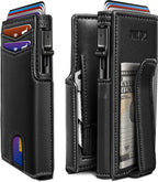 RFID Slim Wallet for Men with Pop-Up Card Holder & Coin Slot