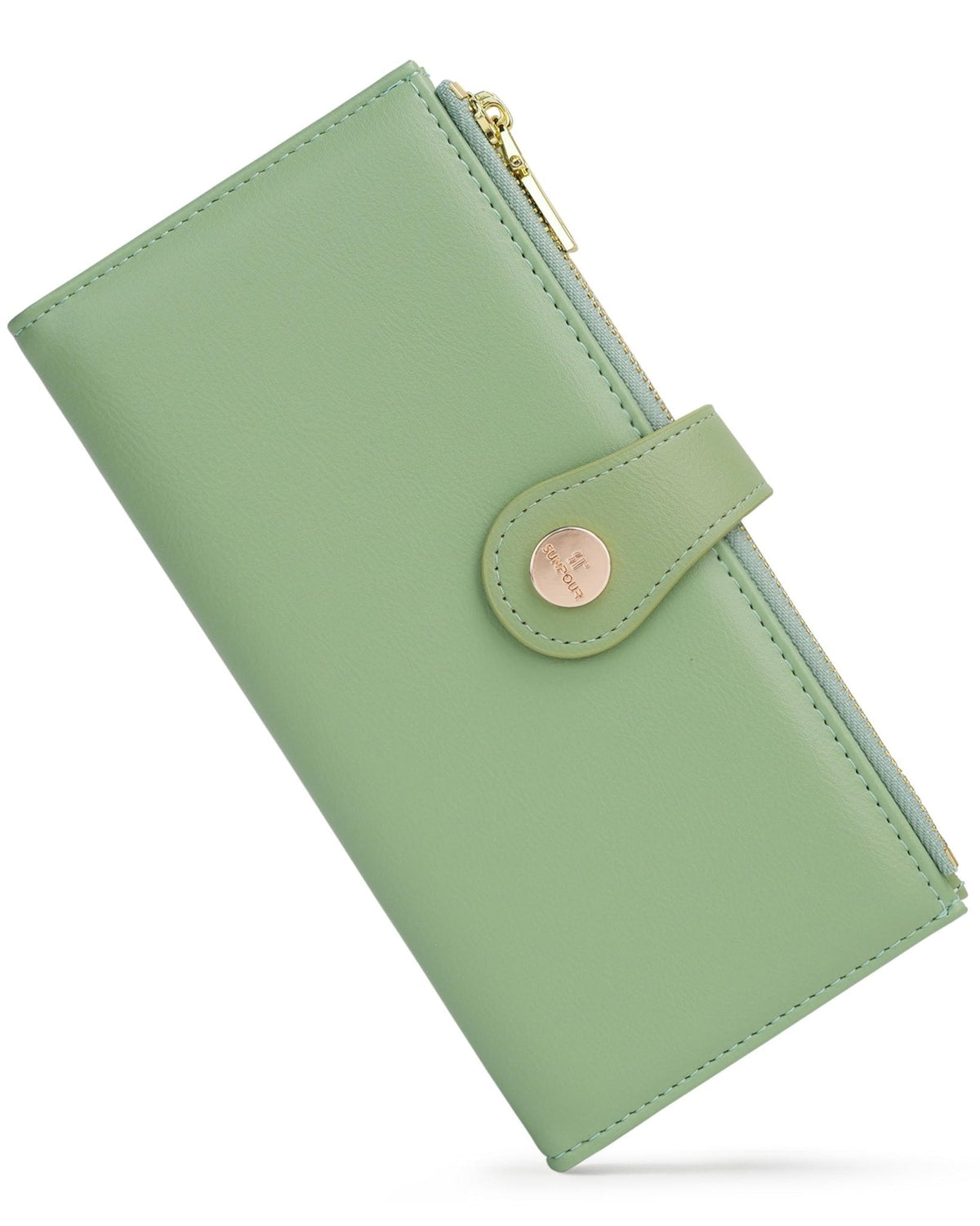 RFID Slim Wallet for Women with 12 Card Slots & Coin Pocket