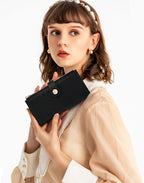 RFID Slim Wallet for Women with 12 Card Slots & Coin Pocket