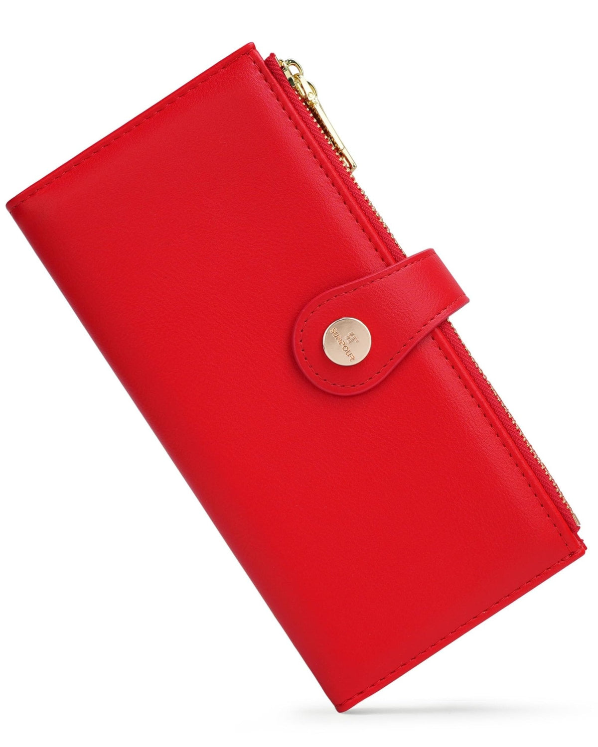 RFID Slim Wallet for Women with 12 Card Slots & Coin Pocket