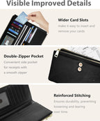 RFID Slim Wallet for Women with 12 Card Slots & Coin Pocket