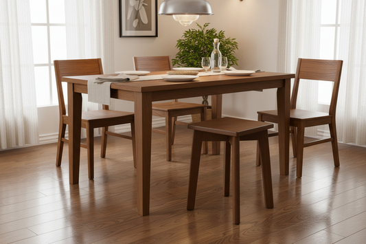 Solid Wood Dining Table Stool – Modern Stackable Rubber Wood Chair for Dining Room, Kitchen and Living Space.