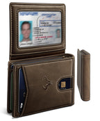 Slim Leather Wallet for Men RFID Blocking | Minimalist Front Pocket Card Holder Gift with 11 Slots