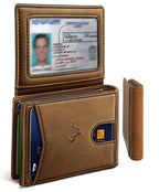 Slim Leather Wallet for Men RFID Blocking | Minimalist Front Pocket Card Holder Gift with 11 Slots