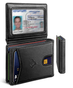 Slim Leather Wallet for Men RFID Blocking | Minimalist Front Pocket Card Holder Gift with 11 Slots