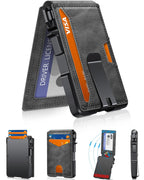 Slim Minimalist Wallet for Men with Money Clip – RFID Blocking, Pop-Up Card Holder, Holds 9-13 Cards