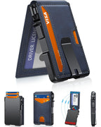 Slim Minimalist Wallet for Men with Money Clip – RFID Blocking, Pop-Up Card Holder, Holds 9-13 Cards