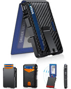 Slim Minimalist Wallet for Men with Money Clip – RFID Blocking, Pop-Up Card Holder, Holds 9-13 Cards