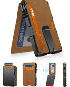 Slim Minimalist Wallet for Men with Money Clip – RFID Blocking, Pop-Up Card Holder, Holds 9-13 Cards