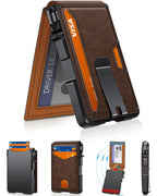 Slim Minimalist Wallet for Men with Money Clip – RFID Blocking, Pop-Up Card Holder, Holds 9-13 Cards