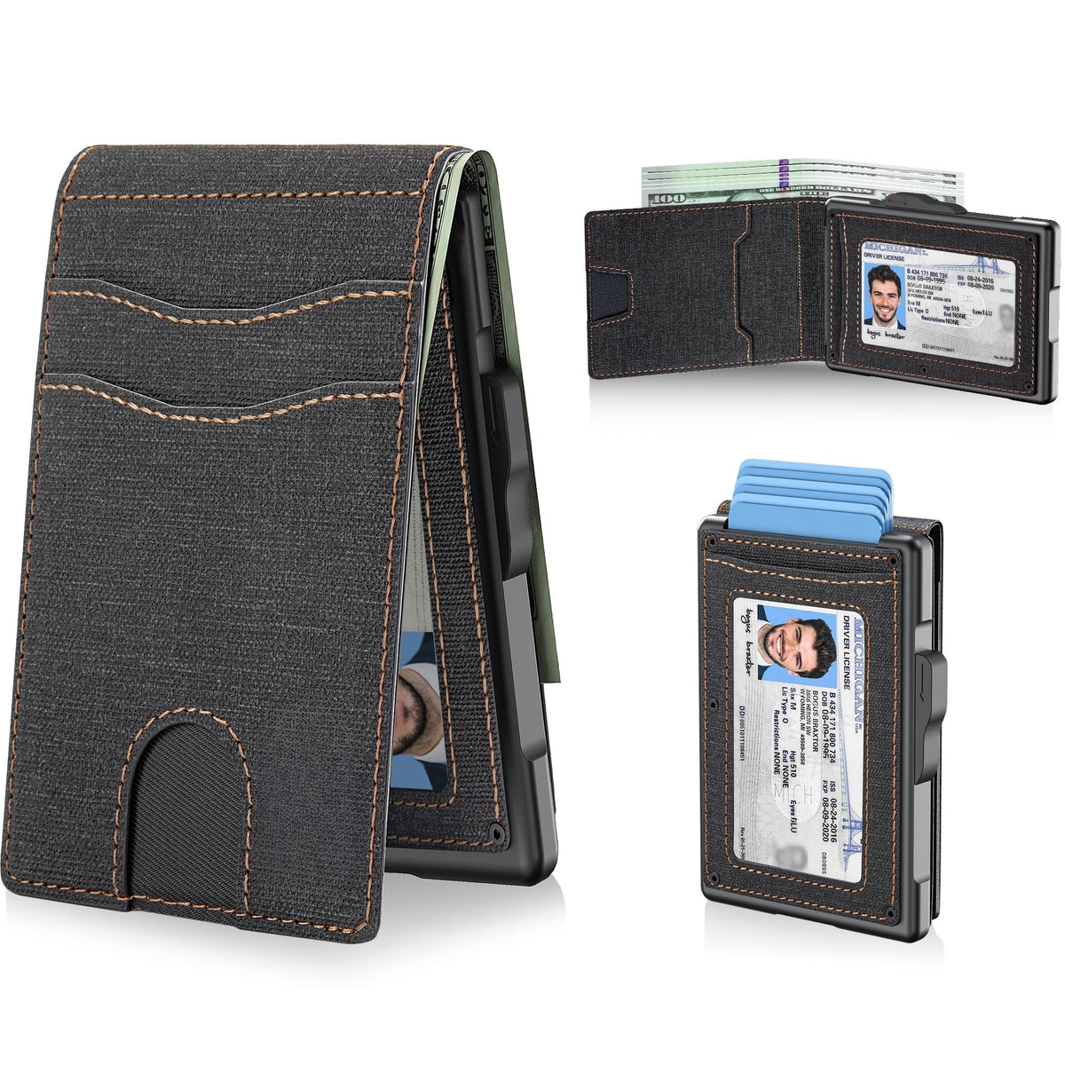 Pop-Up Wallet for Men – RFID Blocking Slim Aluminum Card Holder with Cash Slot